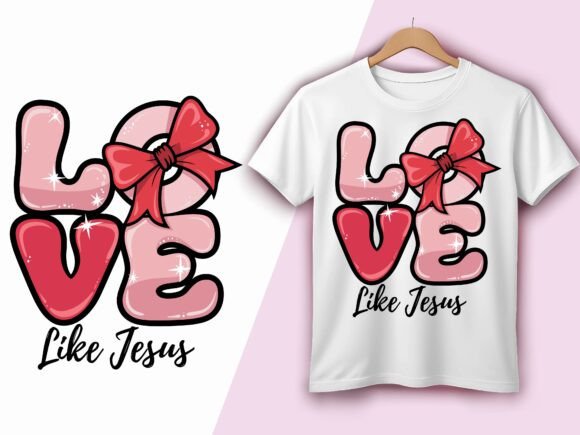 Love Like Jesus Red Bow Christian Vector T-Shirt Graphics