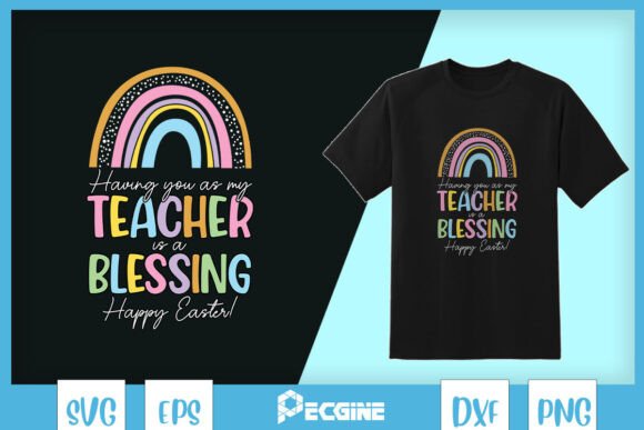 Rainbow Teacher Christian Blessing SVG